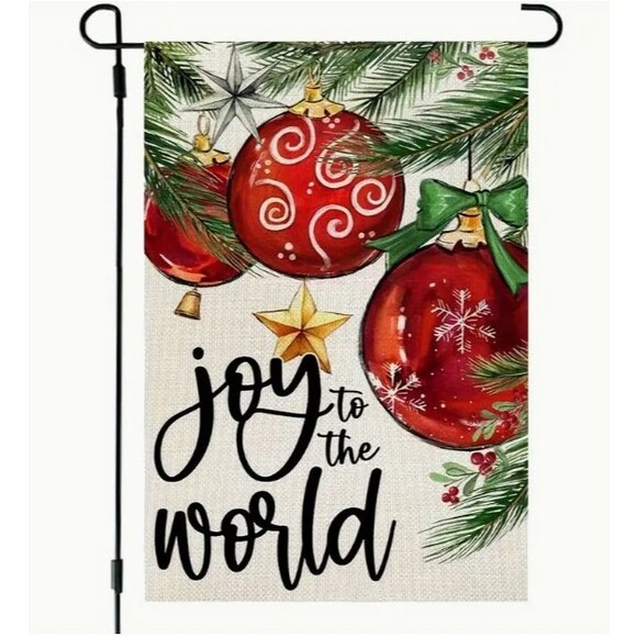 Christmas Garden Flag 12x18in Polyester Double sided Joy to the World - Picture 1 of 1